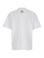 Msgm White Crewneck T-Shirt with Patch on the Front and Logo Lettering on the Back in Cotton Man
