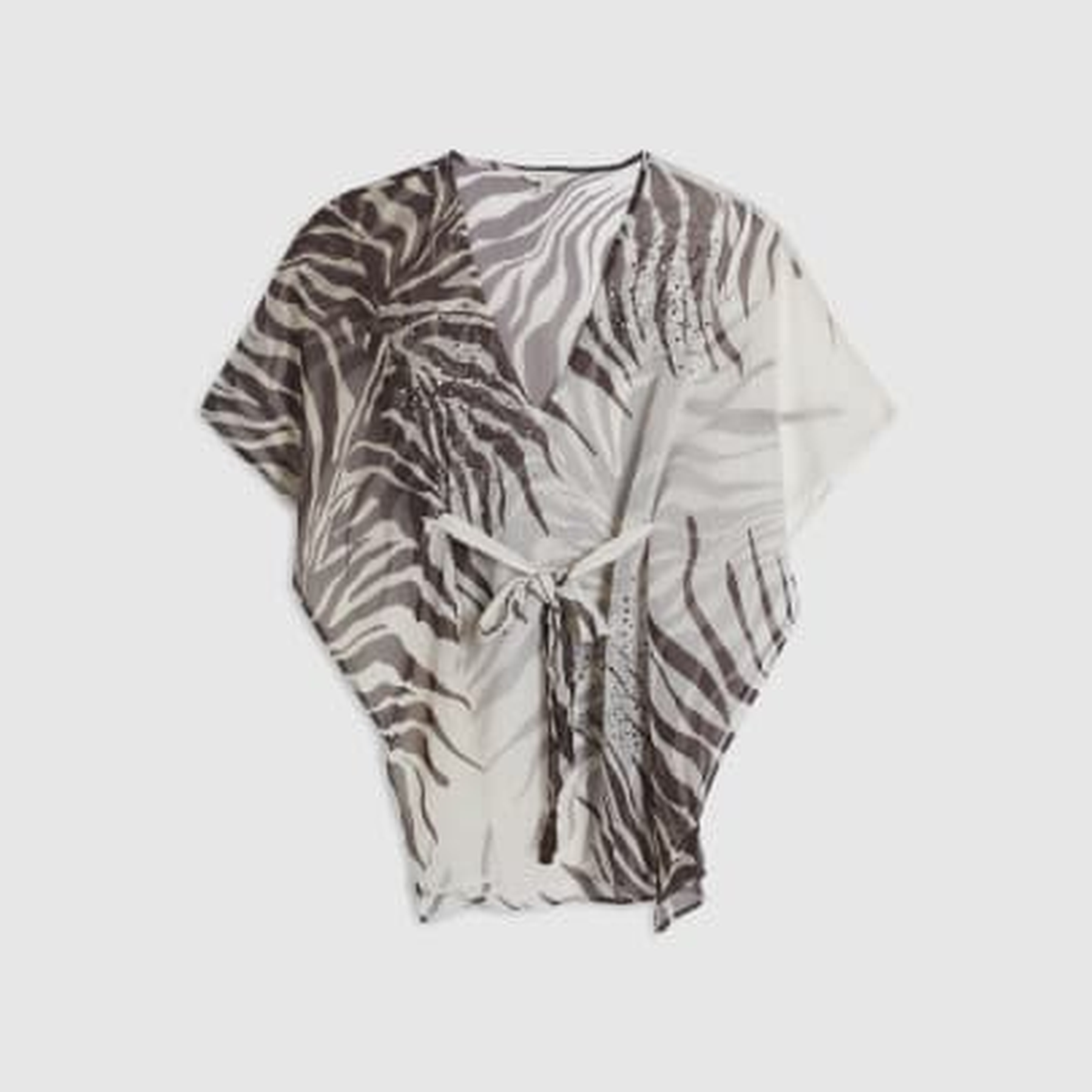 Cream Animal Print Mini Kaftan