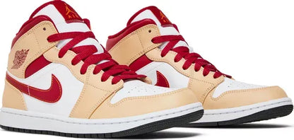 Air Jordan 1 Mid 'Light Curry Cardinal Red'