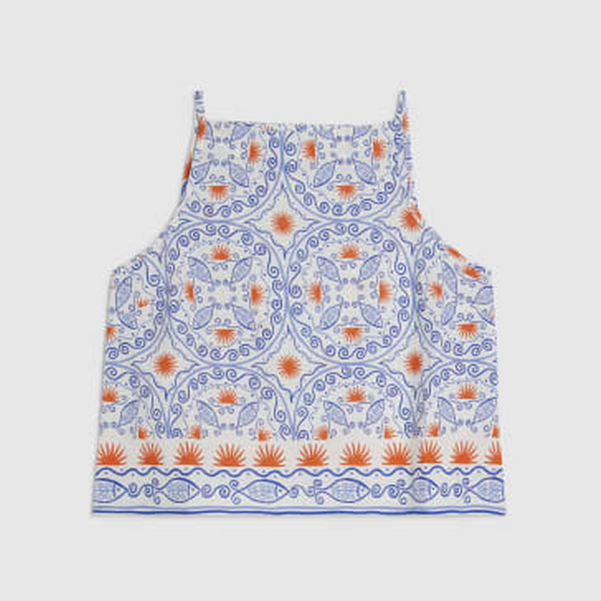 Petite Blue Printed Linen Blend Tank Top