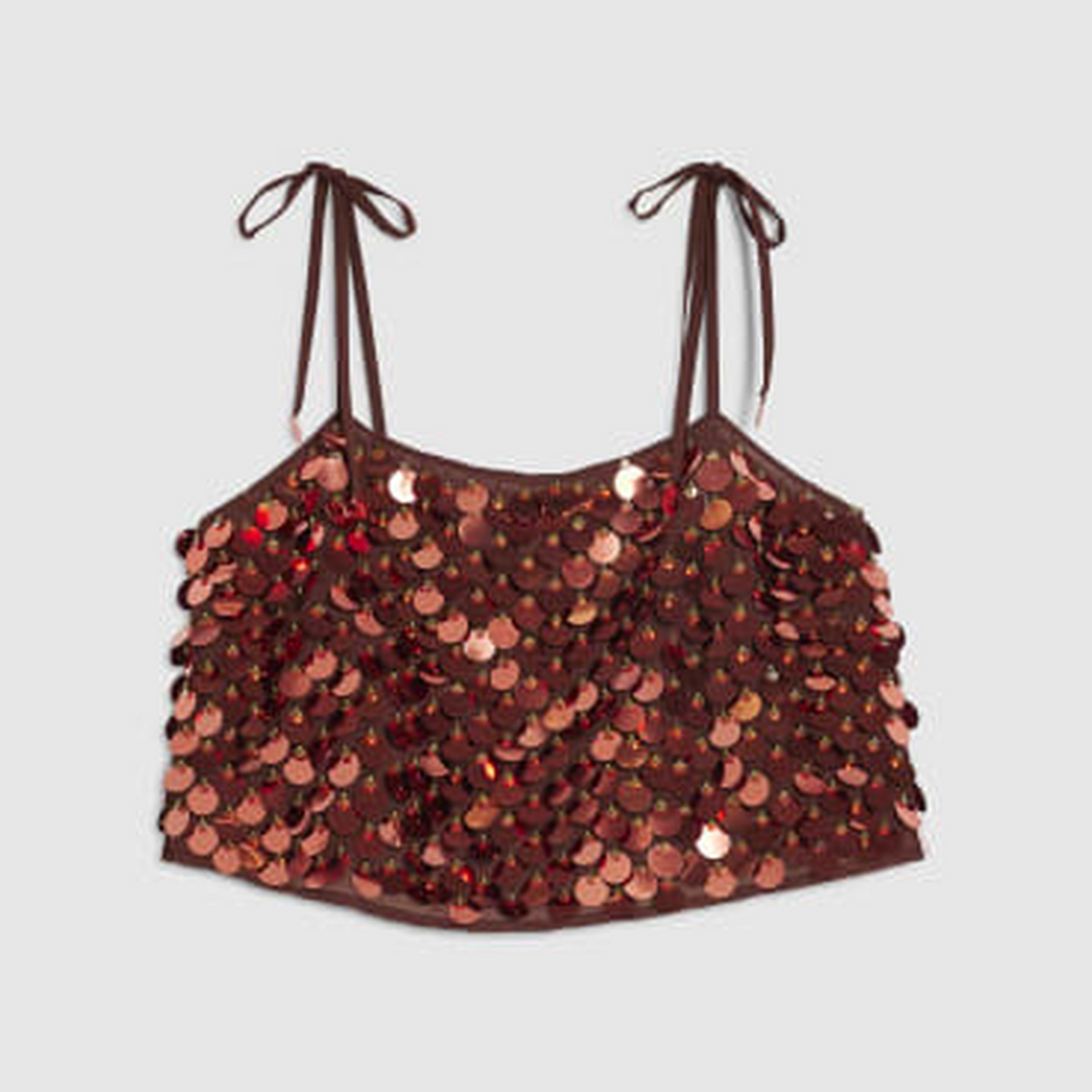 Brown Sequin Crop Top