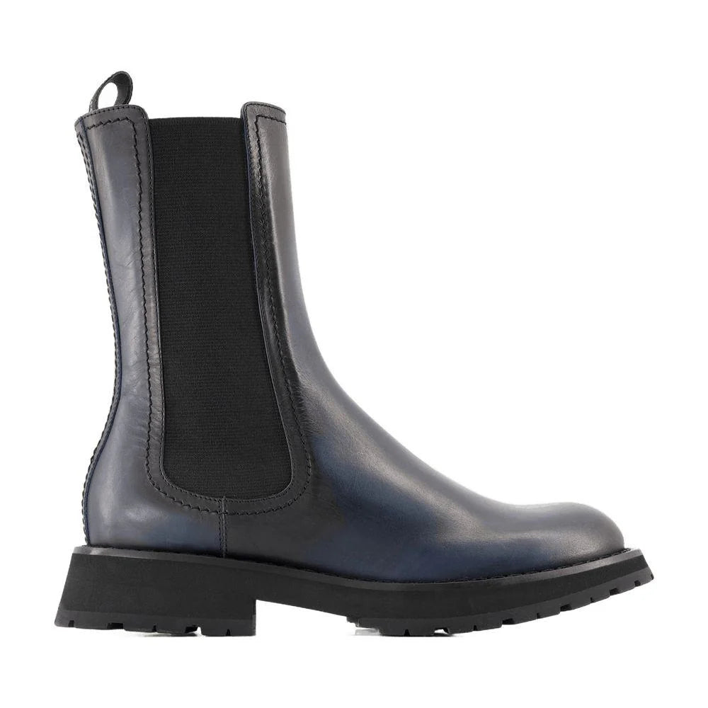 Alexander McQueen Men's Grey Pointed Slip-On Shoes in Brushed Calfskin