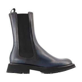 Alexander McQueen Men's Grey Pointed Slip-On Shoes in Brushed Calfskin