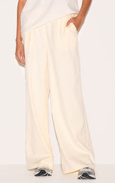 Cream Woven Elasticated Waist Wide Leg Trousers