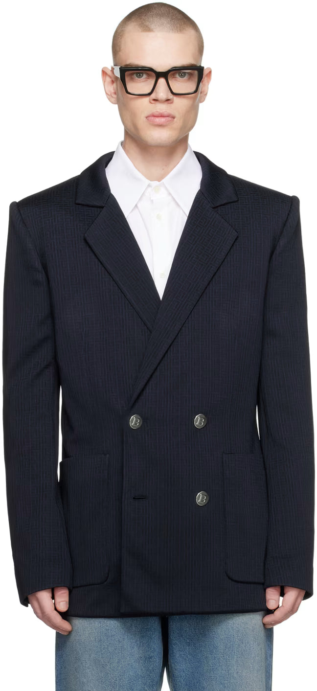 Navy Casual Mini Monogram Blazer