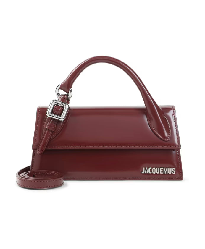Red Leather Handbag with Adjustable Strap