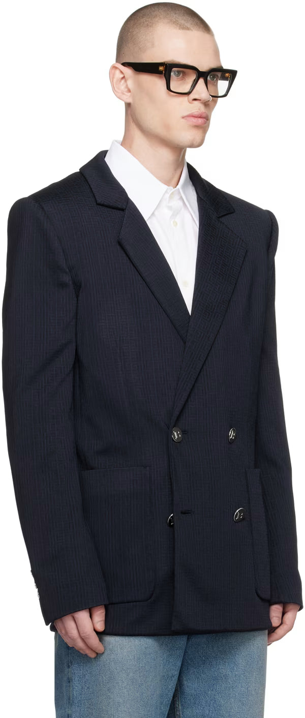 Navy Casual Mini Monogram Blazer