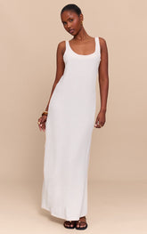 Natural Textured Scoop Neck Maxi Dress