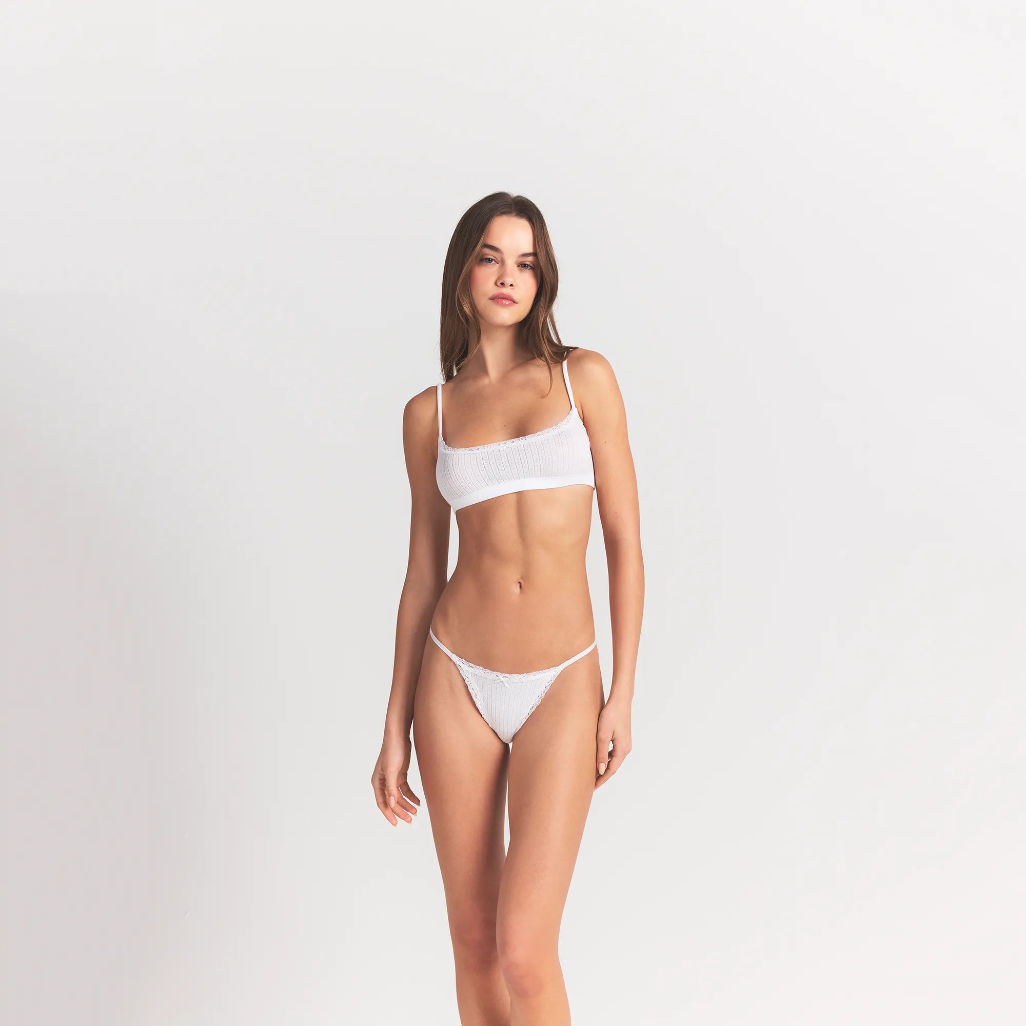 Lightweight Cotton Pointelle Scoop Bralette