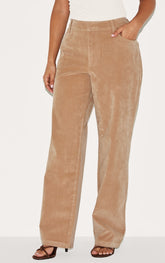 Petite Sand Faux Suede Mid Rise Straight Leg Trousers