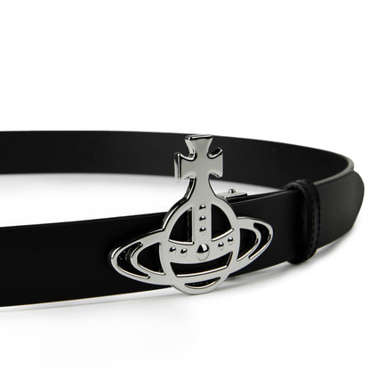 Small Line Orb Leather Buckle Belt