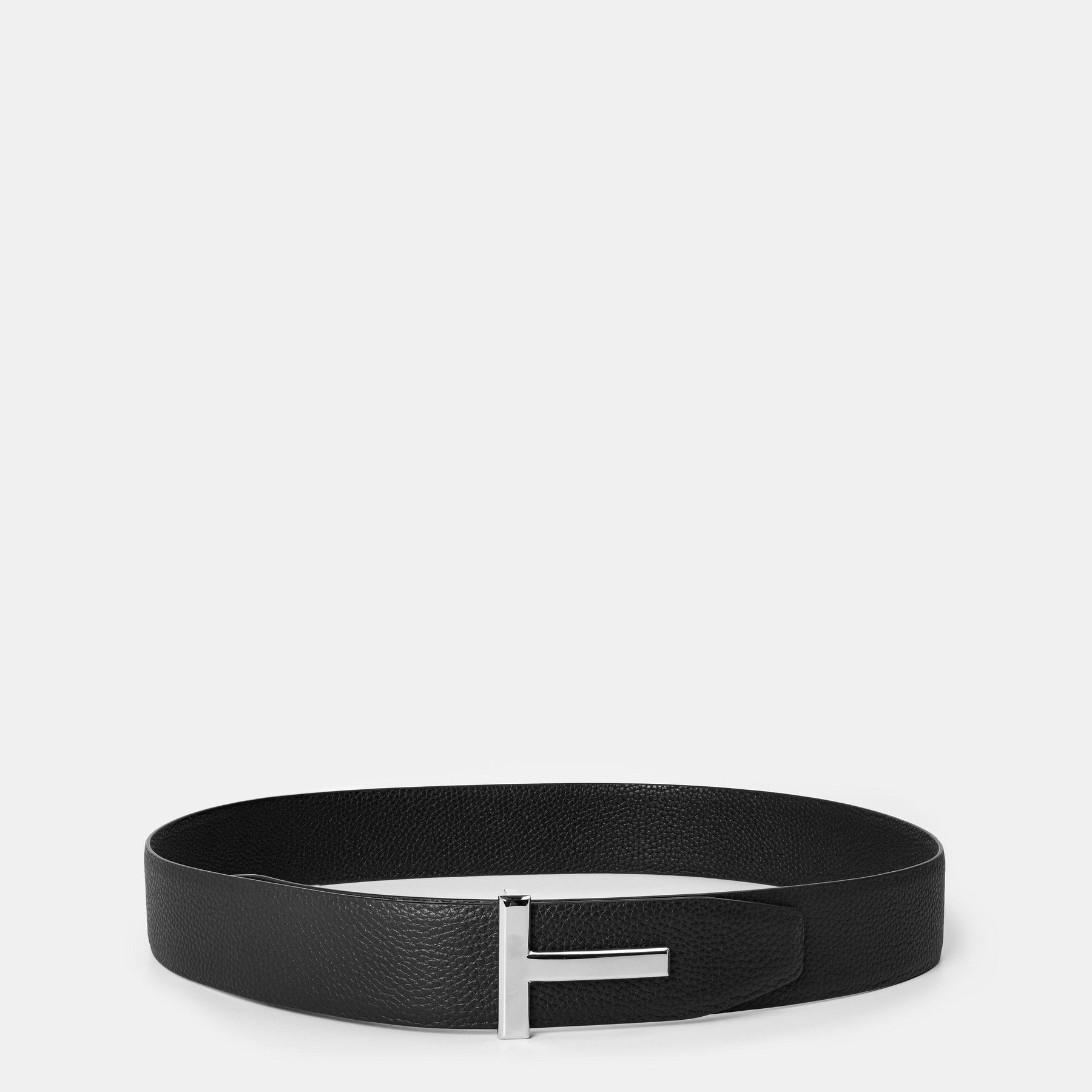 Men's Plain Leather Reversible T Buckle Belt