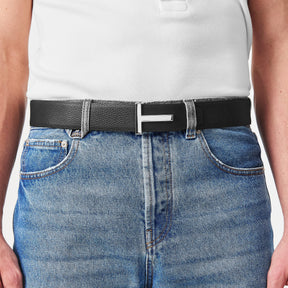 Men's Plain Leather Reversible T Buckle Belt