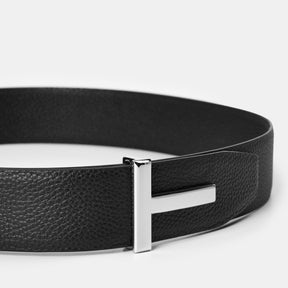 Men's Plain Leather Reversible T Buckle Belt