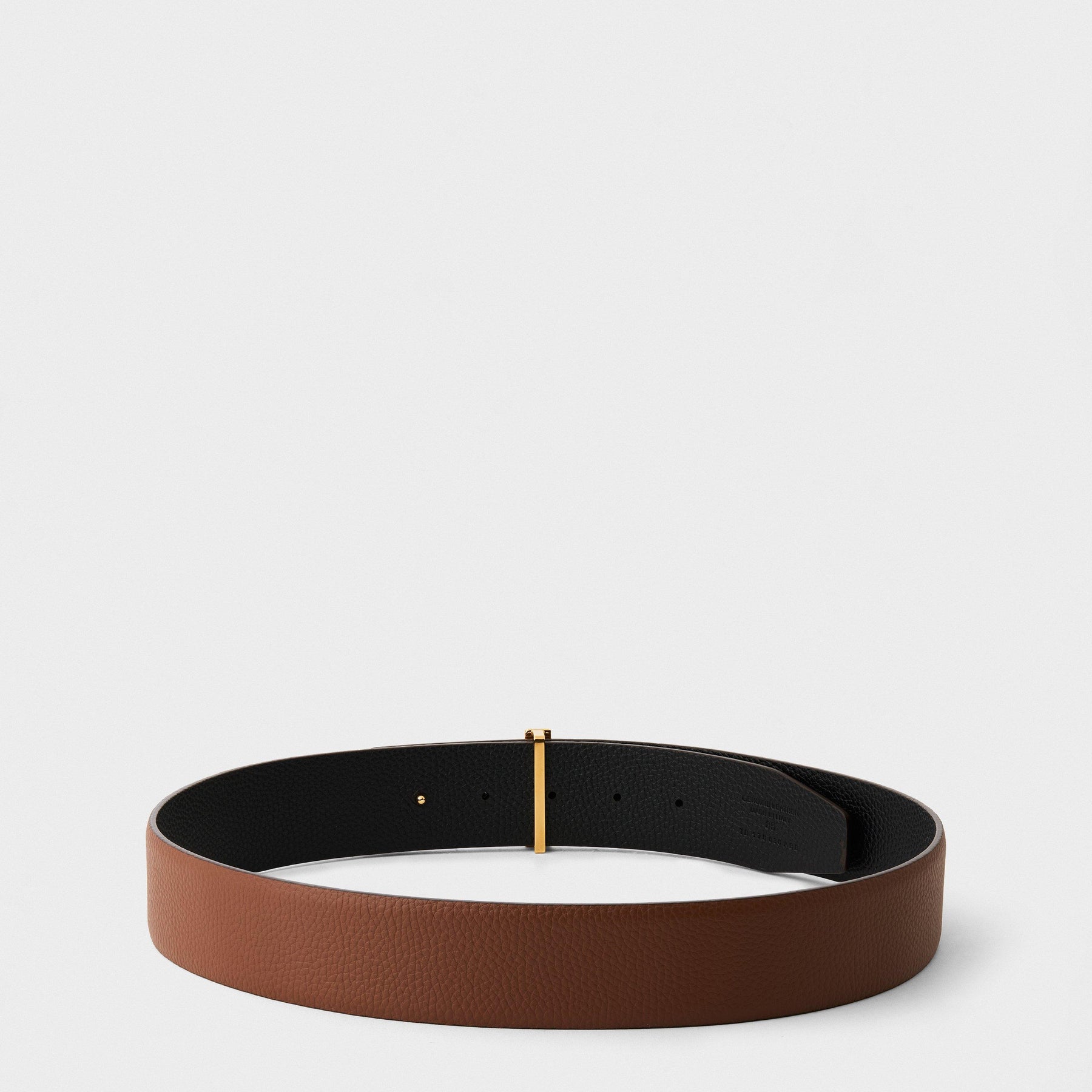 Men's Plain Leather Reversible T Buckle Belt