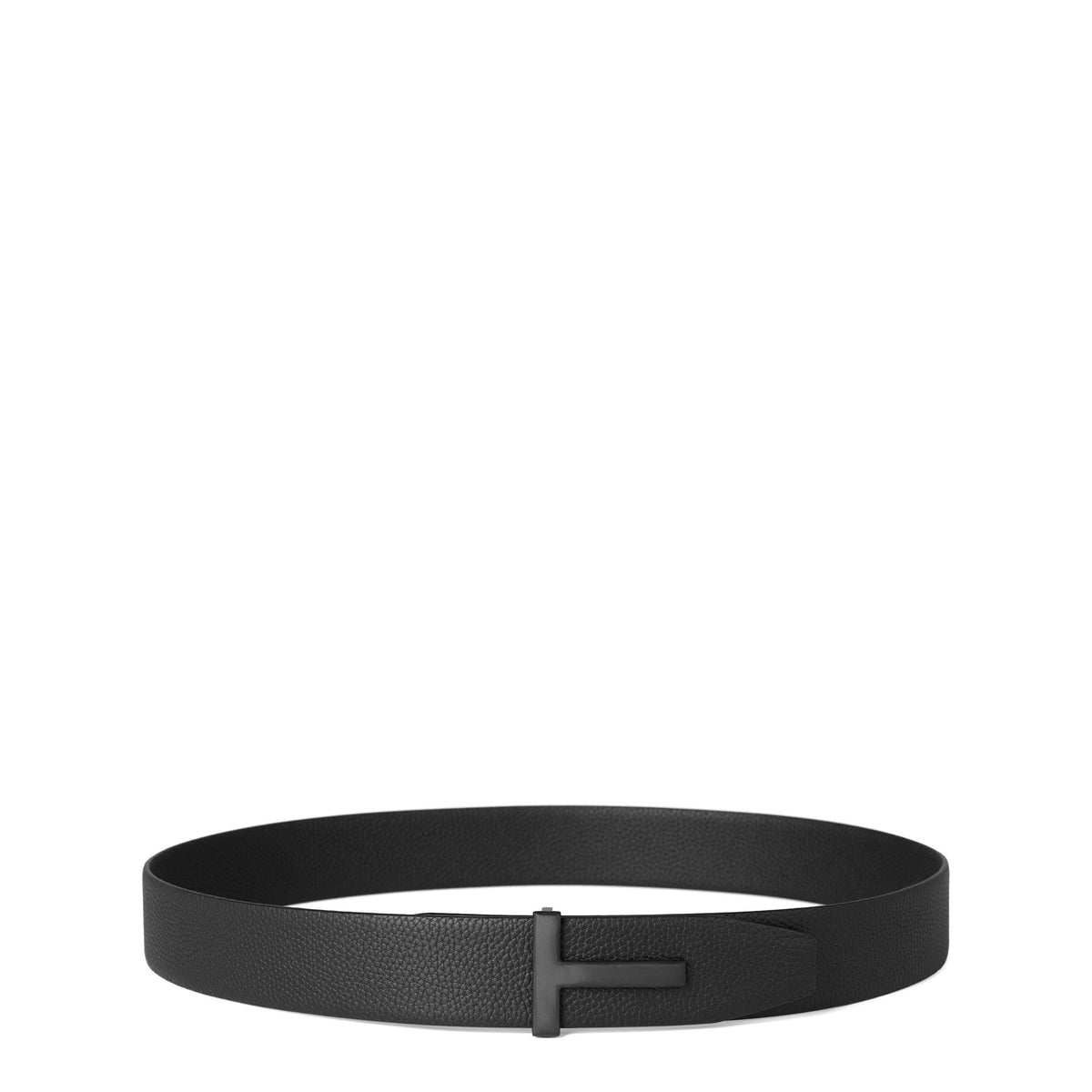 Men's Plain Leather Reversible T Buckle Belt