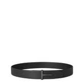 Men's Plain Leather Reversible T Buckle Belt