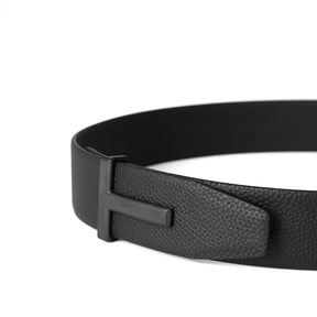 Men's Plain Leather Reversible T Buckle Belt