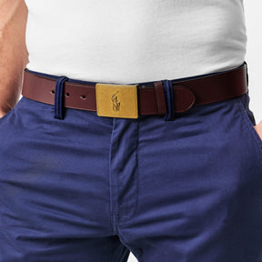 Men's Plaque Leather Belt