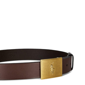 Men's Plaque Leather Belt