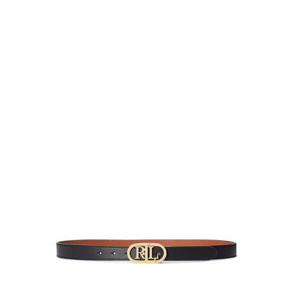 Oval-Logo Reversible Leather Skinny Belt