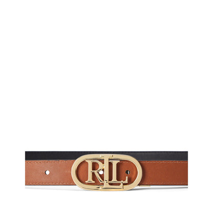 Oval-Logo Reversible Leather Skinny Belt