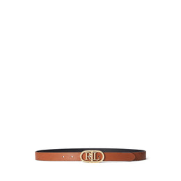 Oval-Logo Reversible Leather Skinny Belt
