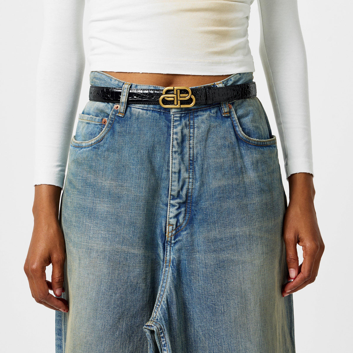Bb Thin Croc Belt