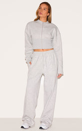 Ash Grey Wide Leg Seam Detail Joggers