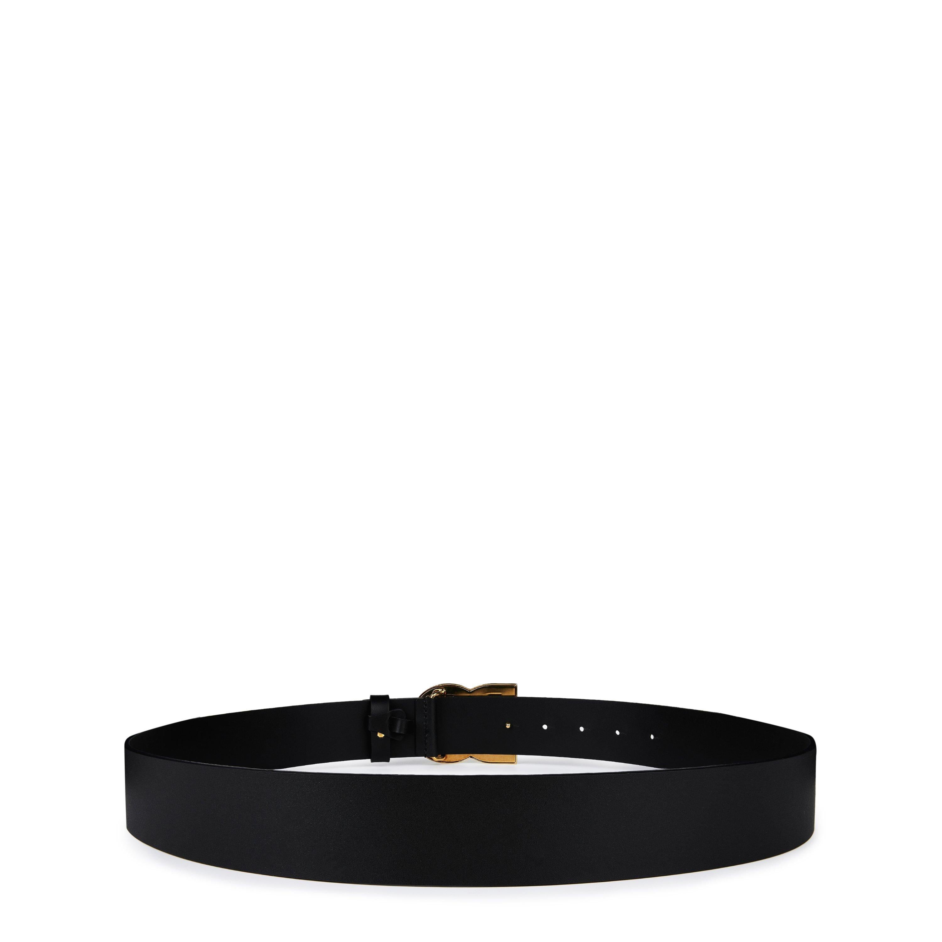 Interlock Logo Leather Buckle Belt, 40mm