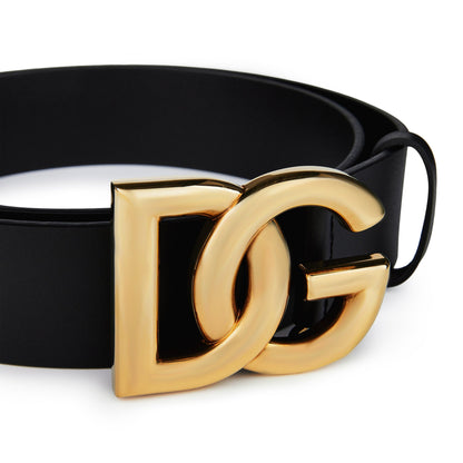 Interlock Logo Leather Buckle Belt, 40mm
