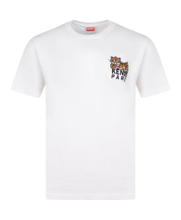 Kenzo Tiger Logo White Cotton T-shirt