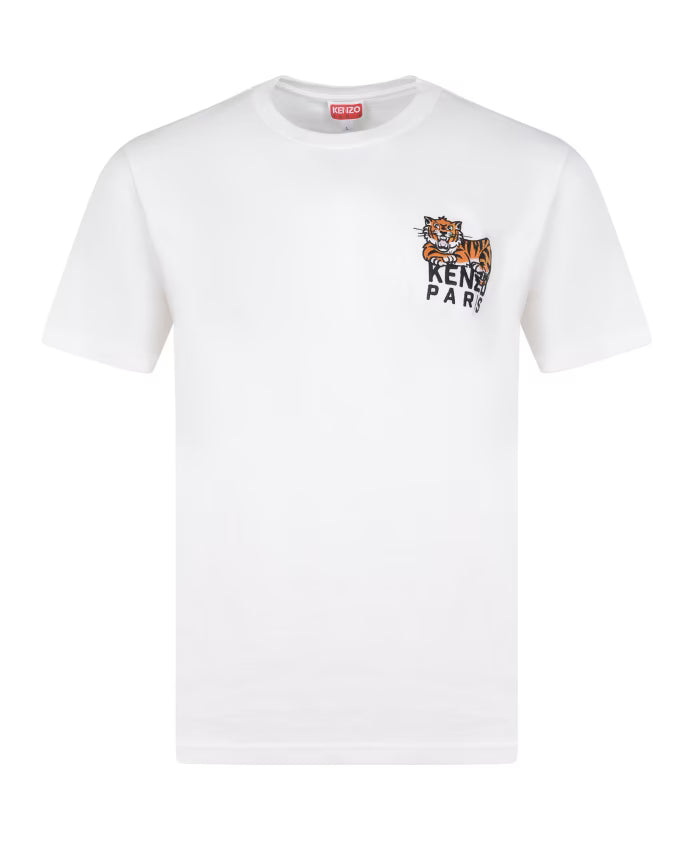 Kenzo Tiger Logo White Cotton T-shirt