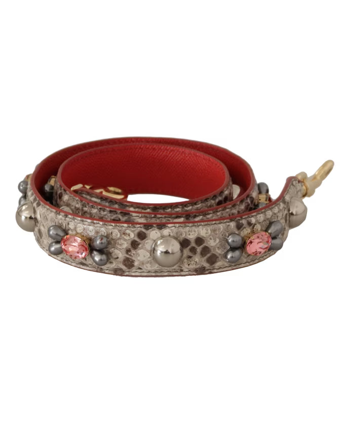 Exotic Beige Leather Studded Strap