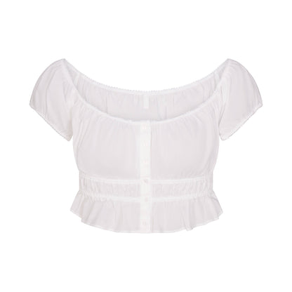 Poplin Apparel Off the Shoulder Top