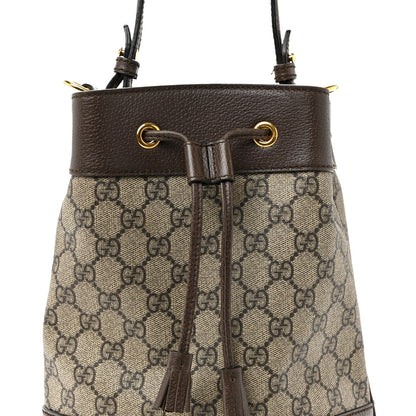 GG Supreme Monogram Web Small Ophidia Bucket Bag Brown
