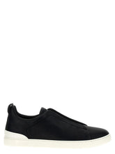 Zegna Men’s Triple Stitch™ Blue Deerskin Leather Slip-On Sneakers – Made in Italy