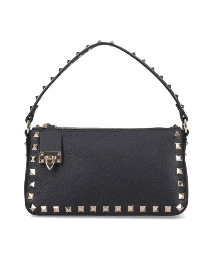 Studded Black Leather Crossbody Bag