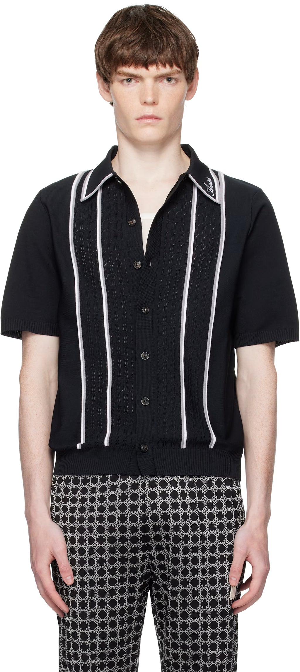 Black 'AMIRI' Script Stripe Shirt