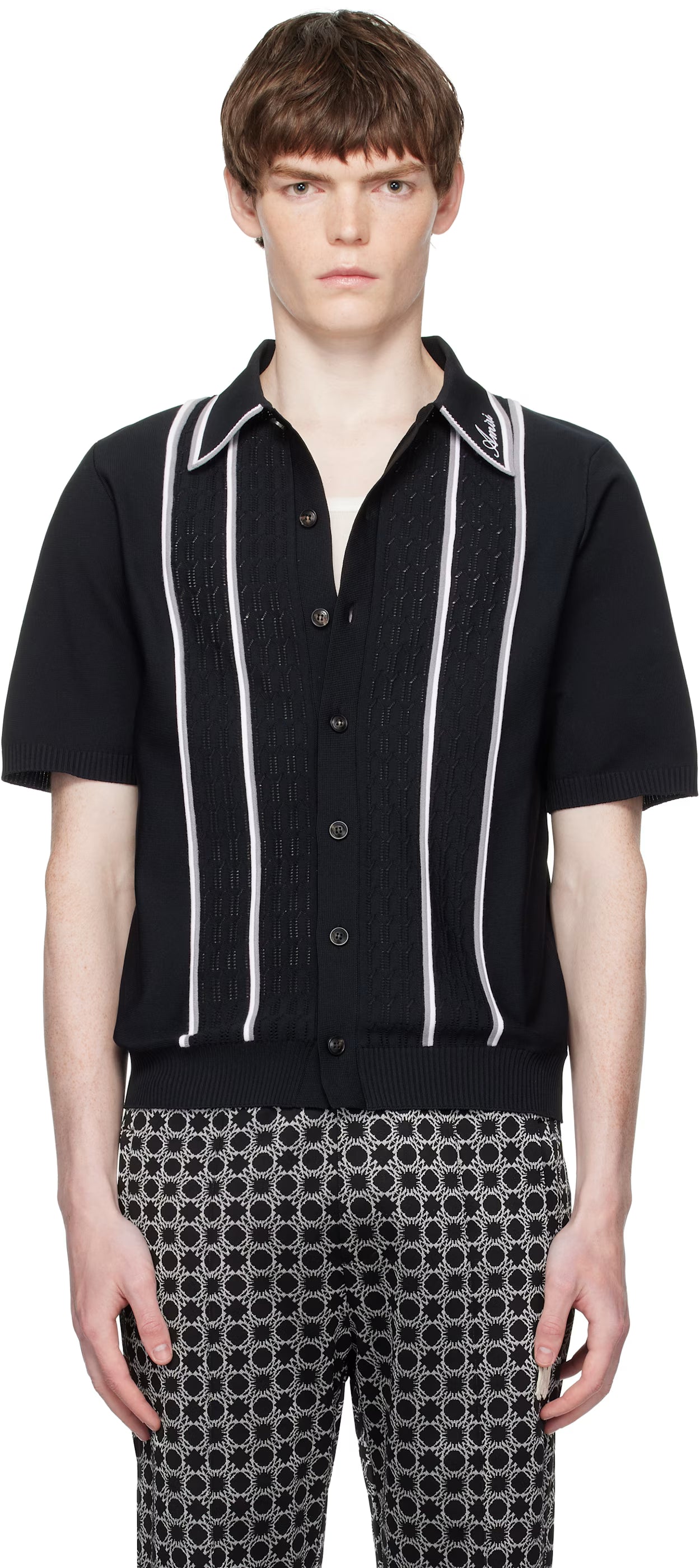Black 'AMIRI' Script Stripe Shirt