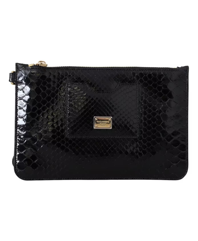 Exotic Leather Black Wristlet Wallet