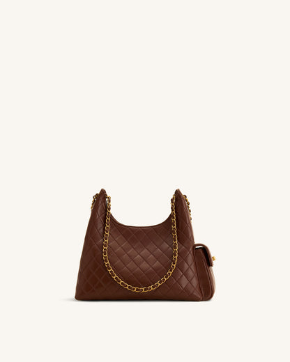 Vivian Quilted Chain Shoulder Bag - Black