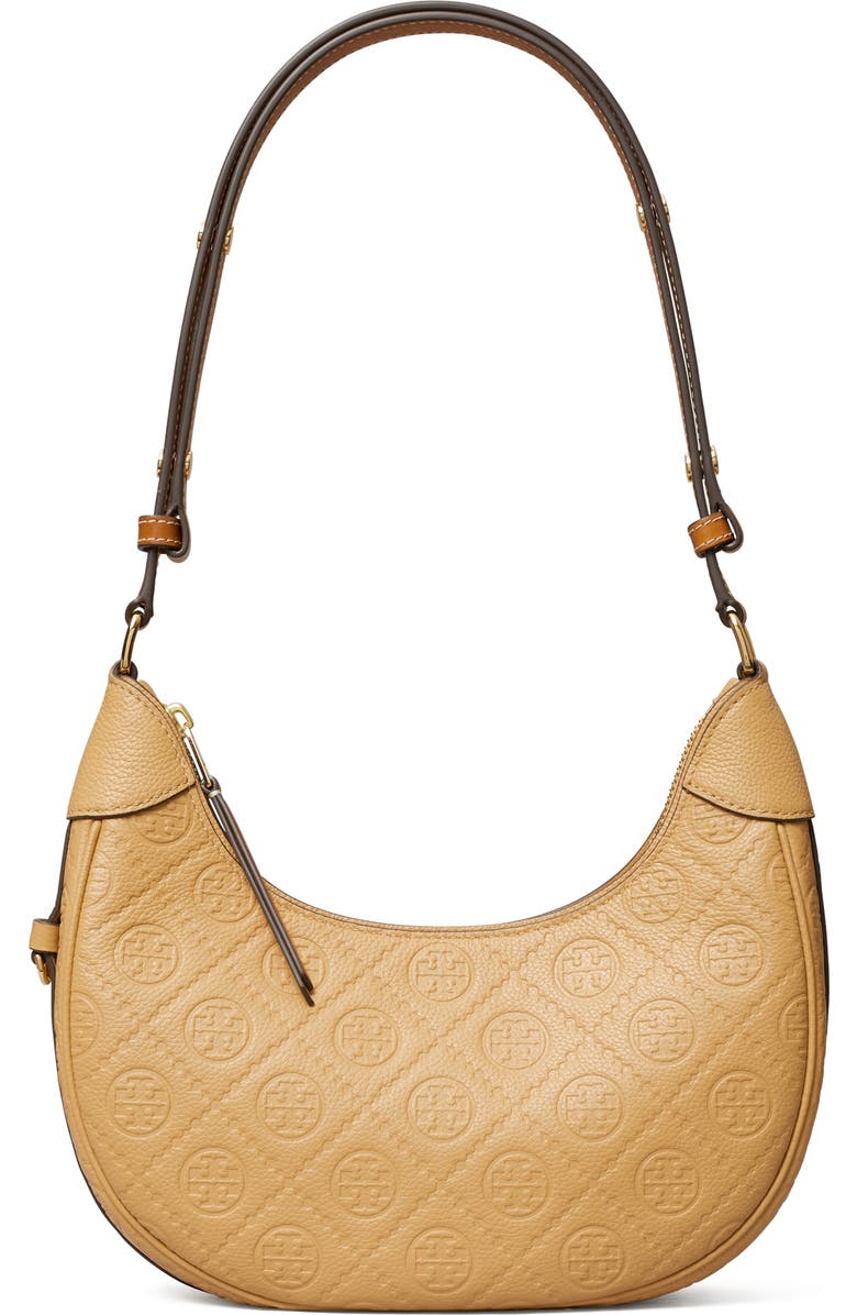 T-Monogram Embossed Crescent Shoulder Bag
