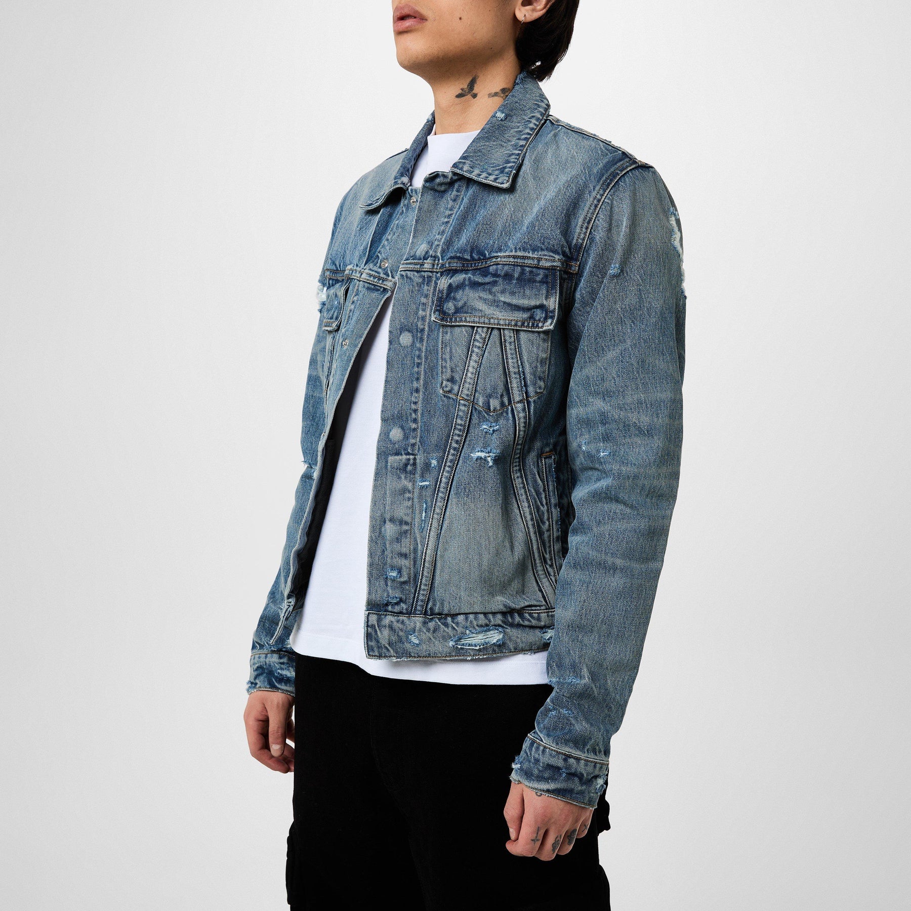 Ma Distressed Denim Trucker Jacket