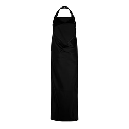Belted Satin Halter Neck Evening Maxi Dress