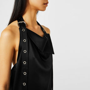 Women's  Long Dress with Exaggerated Halter Neck and Belt