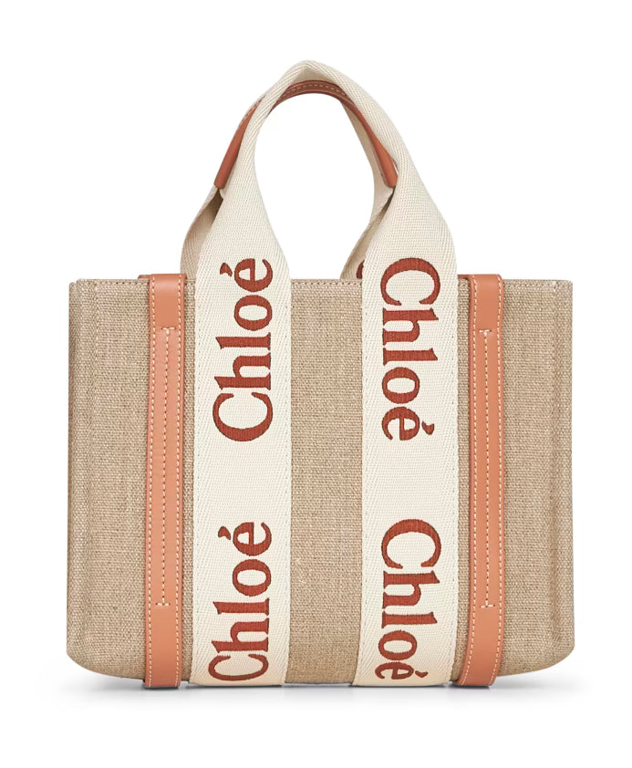 Beige Linen Canvas Shoulder Bag