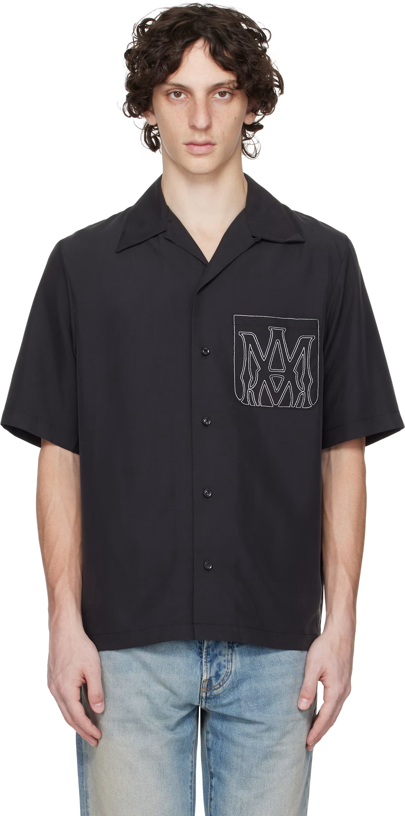 Black MA Outline Bowling Shirt