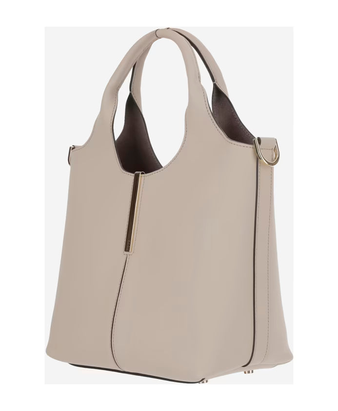 Calfskin Leather Bag with Logo Detail