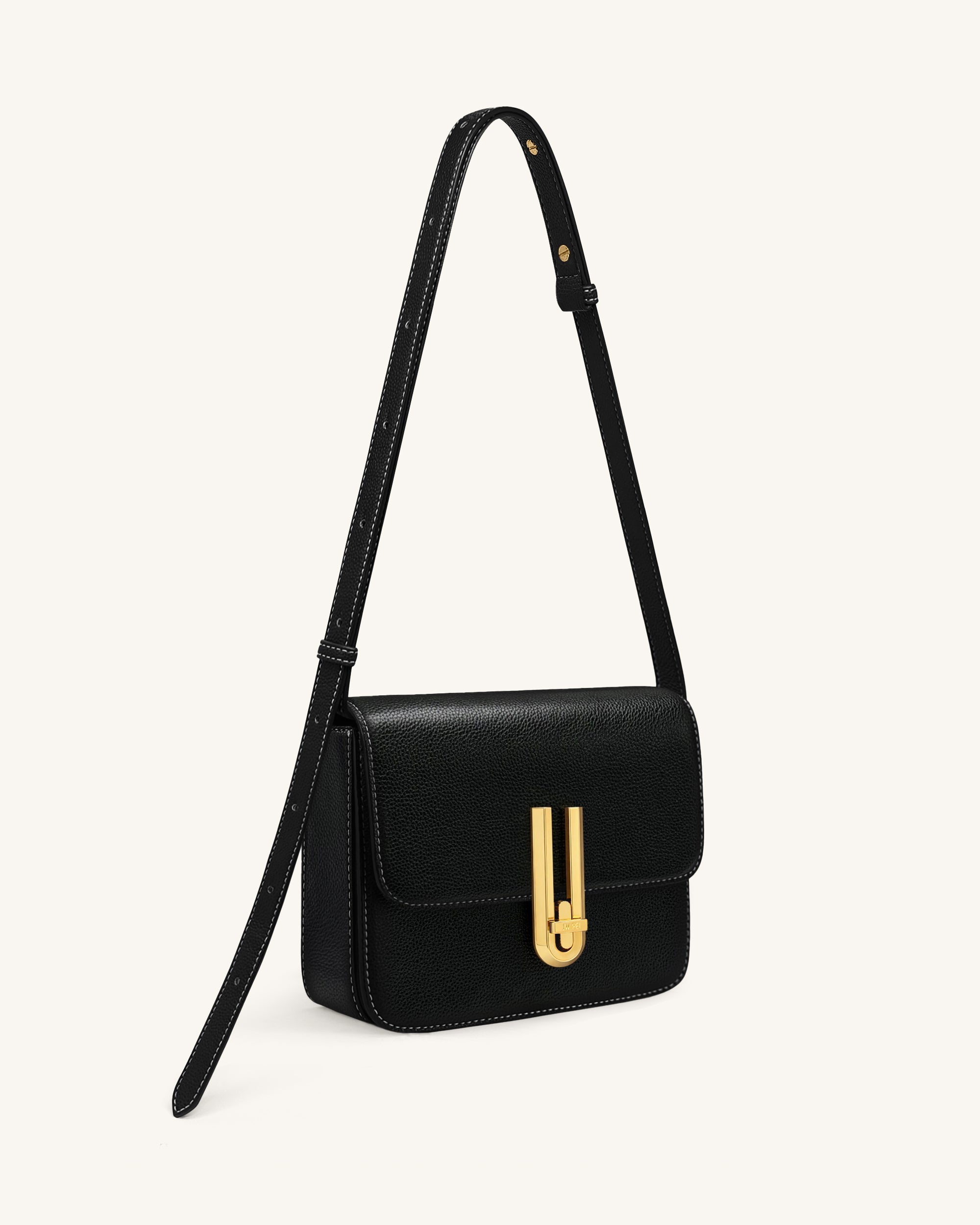 Evania Lock Pebbled Shoulder Bag - Khaki